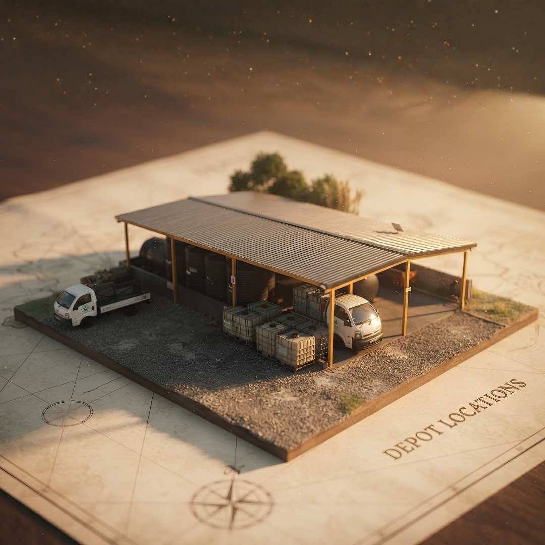 Illustration of an Old Oil Boys oil collection depot